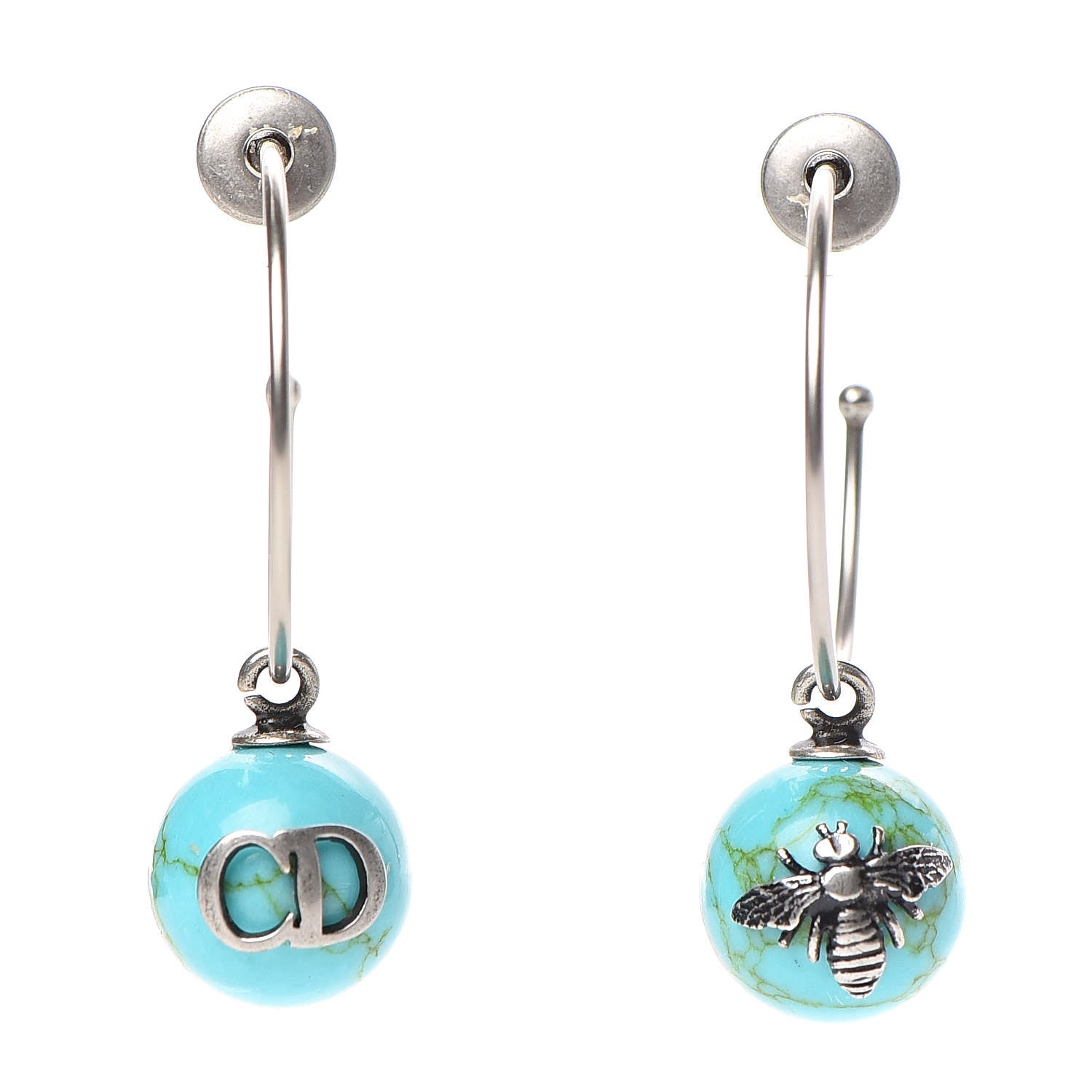 Christian Dior Mise En Dior Tribal Hoop Earrings Turquoise 1 of 4
