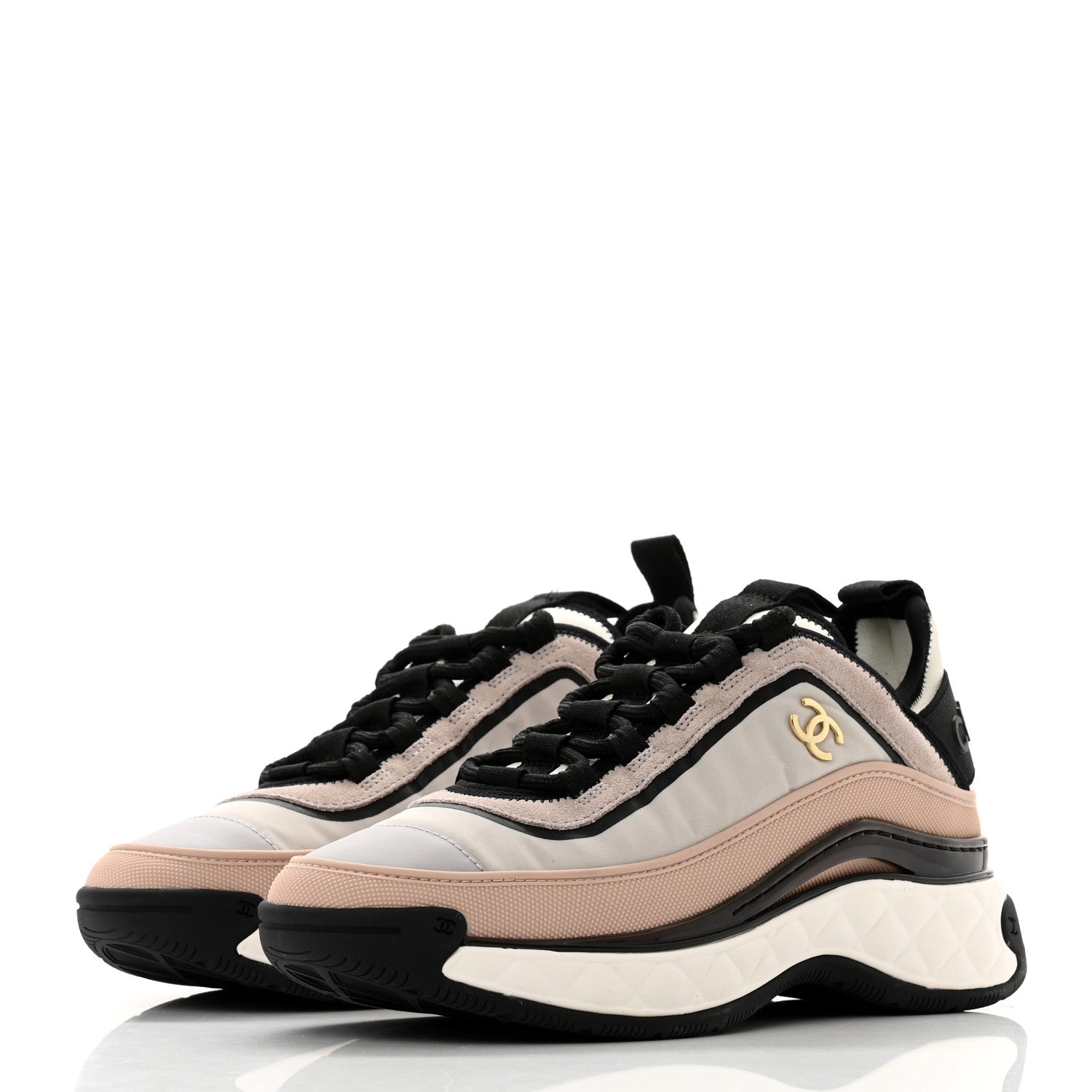 Chanel Suede Calfskin Mixed Fibers CC Sneakers 36 Pink Grey 3 of 8