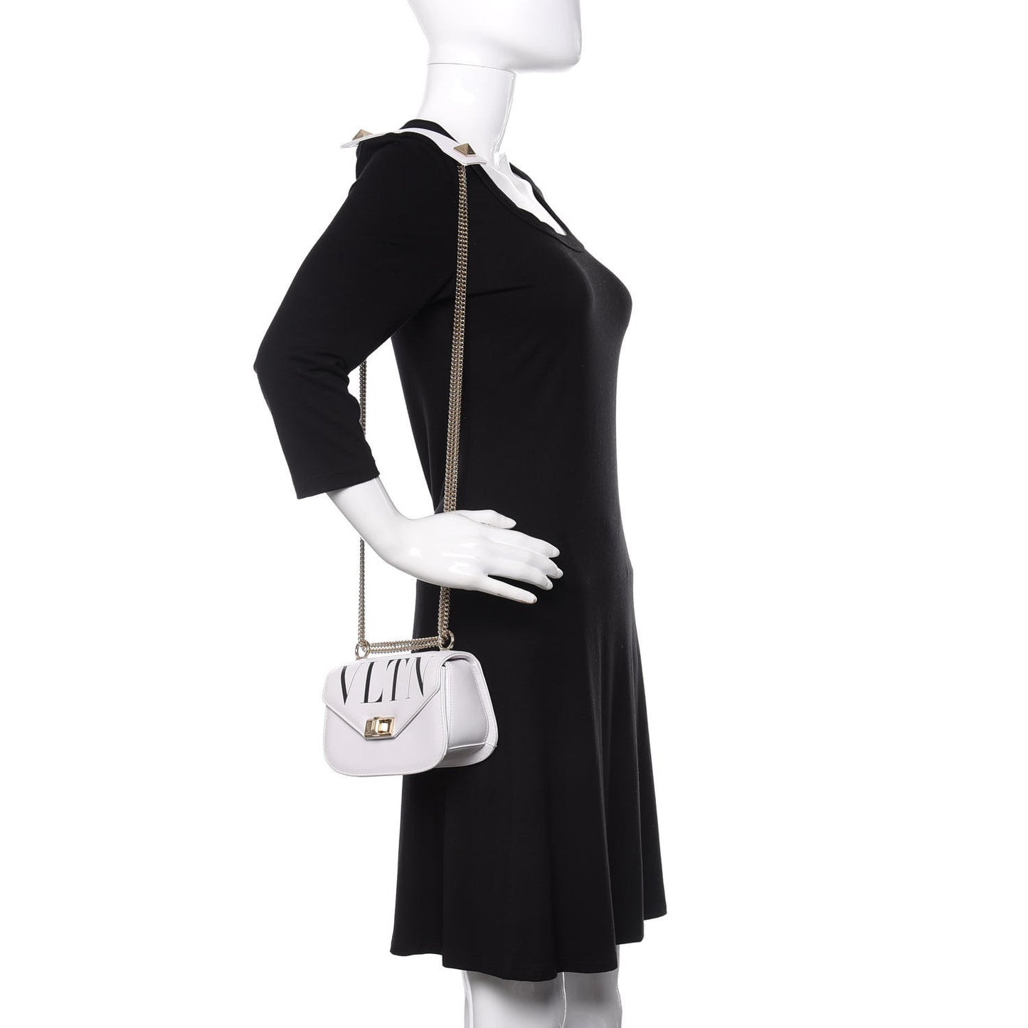 Calfskin VLTN Small Shoulder Bag White