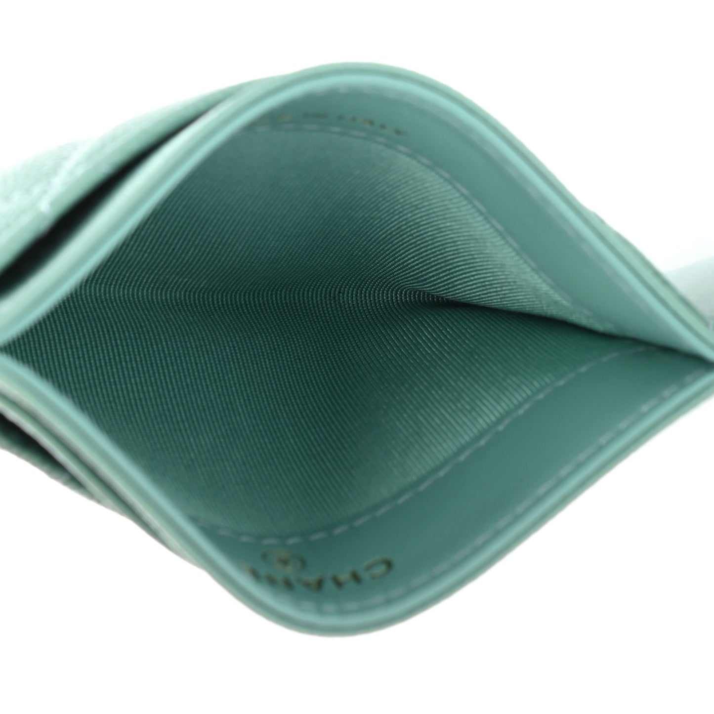 Caviar Quilted Card Holder Green