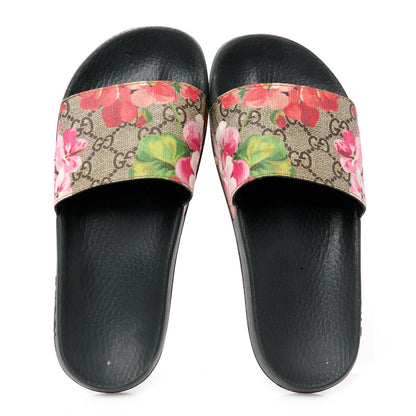 Gucci GG Supreme Monogram Blooms Slide Sandals 36 Beige Multicolor 5 of 8