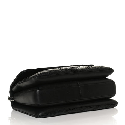 Chanel Calfskin Sheepskin Watersnake Chevron Quilted CC Small Trendy CC Dual Handle Flap Bag Black 4 of 13