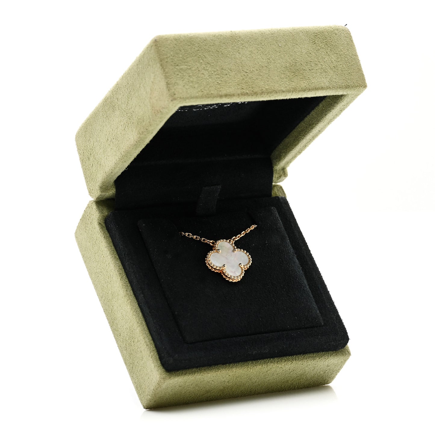 18K Yellow Gold Mother of Pearl Vintage Alhambra Pendant Necklace