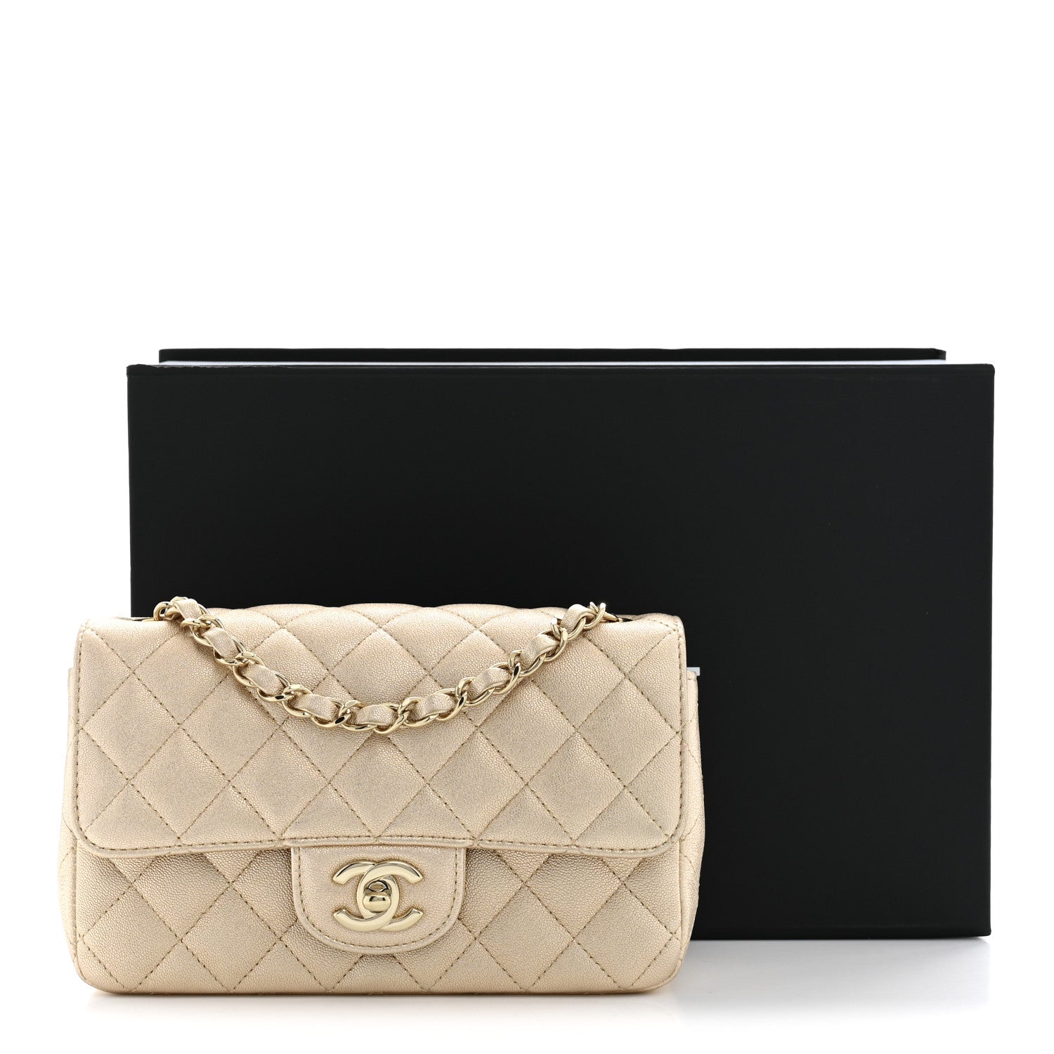 Chanel Metallic Lambskin Quilted Mini Rectangular Flap Gold 10 of 10