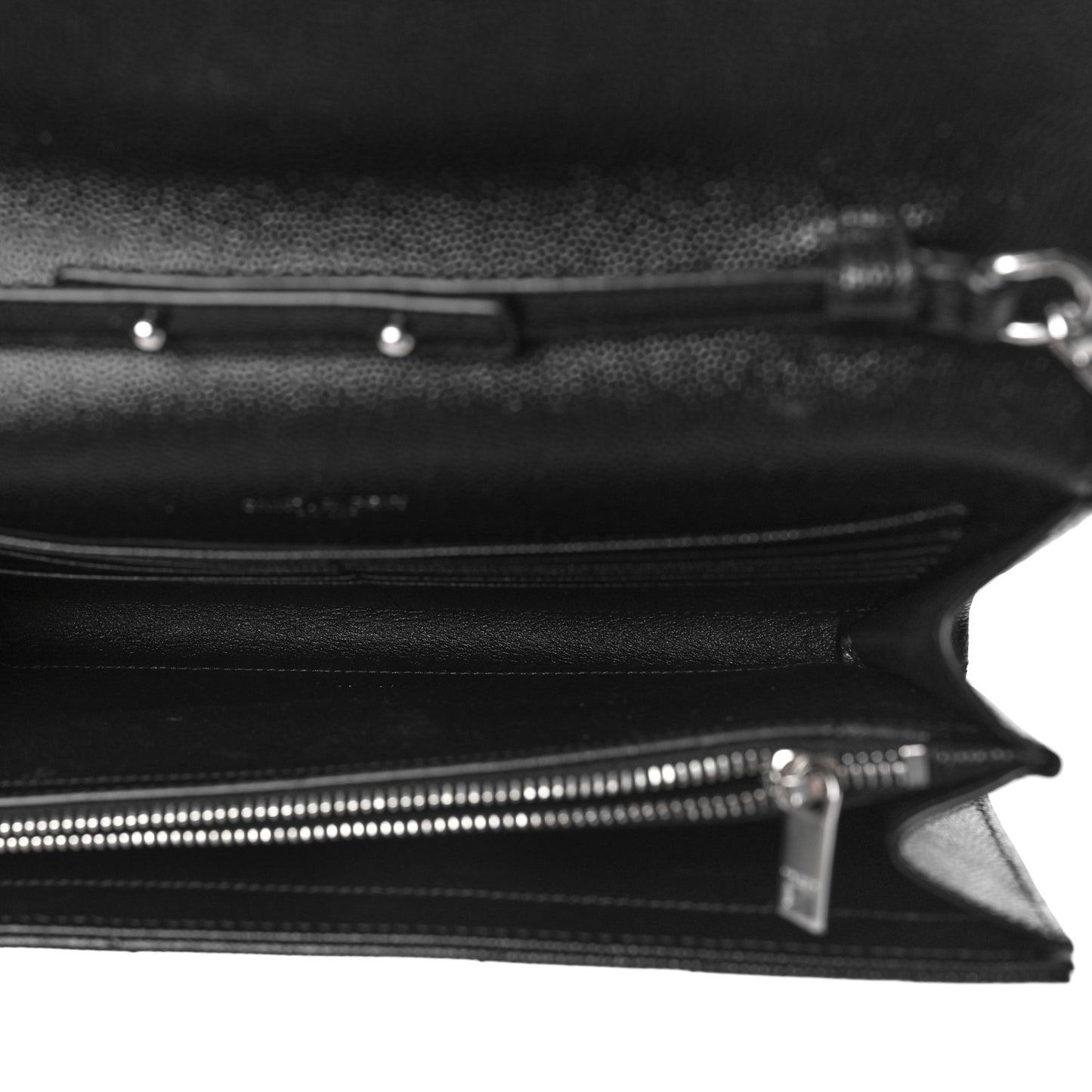 Grain De Poudre Matelasse Chevron Monogram Chain Wallet Black