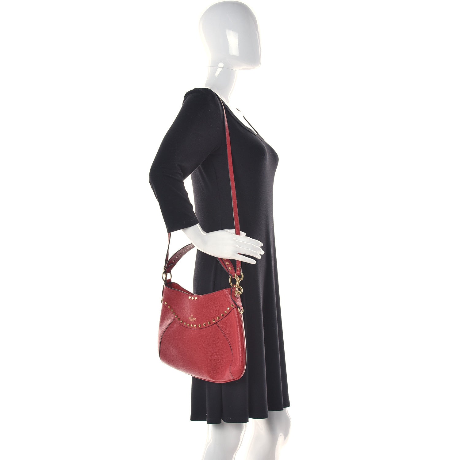 Valentino Garavani Grained Calfskin Medium Twinkle Studs Hobo Rosso Valentino 2 of 10
