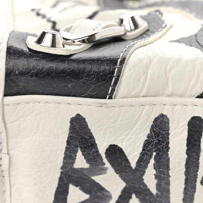 Balenciaga Agneau Arena Graffiti All Over Classic Silver Hardware Mini City White Black 11 of 13