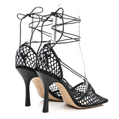 Bottega Veneta Mesh Nappa Stretch Ankle Tie Sandals 41 Black 4 of 10