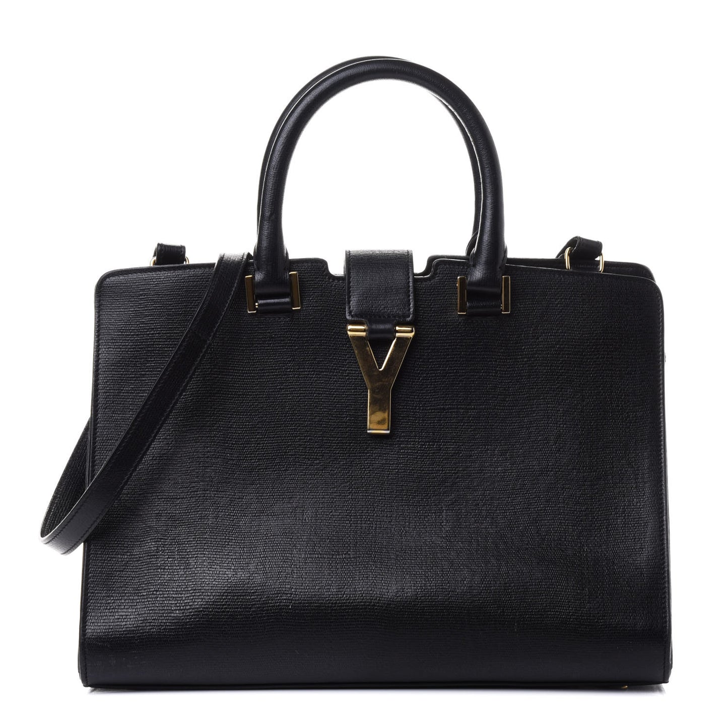 Textured Calfskin Small Classic Y Cabas Black