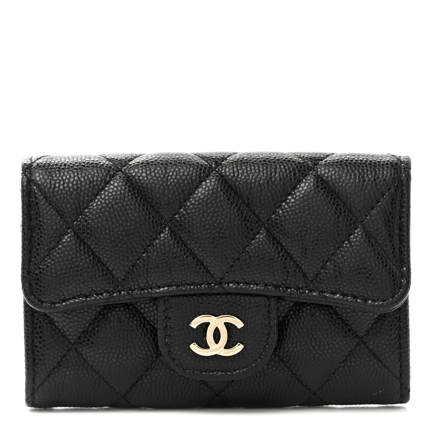 Chanel Caviar Quilted Flap Card Holder Wallet Black 1 of 9
