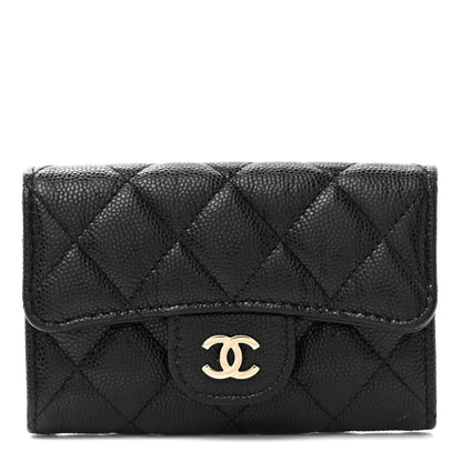Chanel Caviar Quilted Flap Card Holder Wallet Black 1 of 9