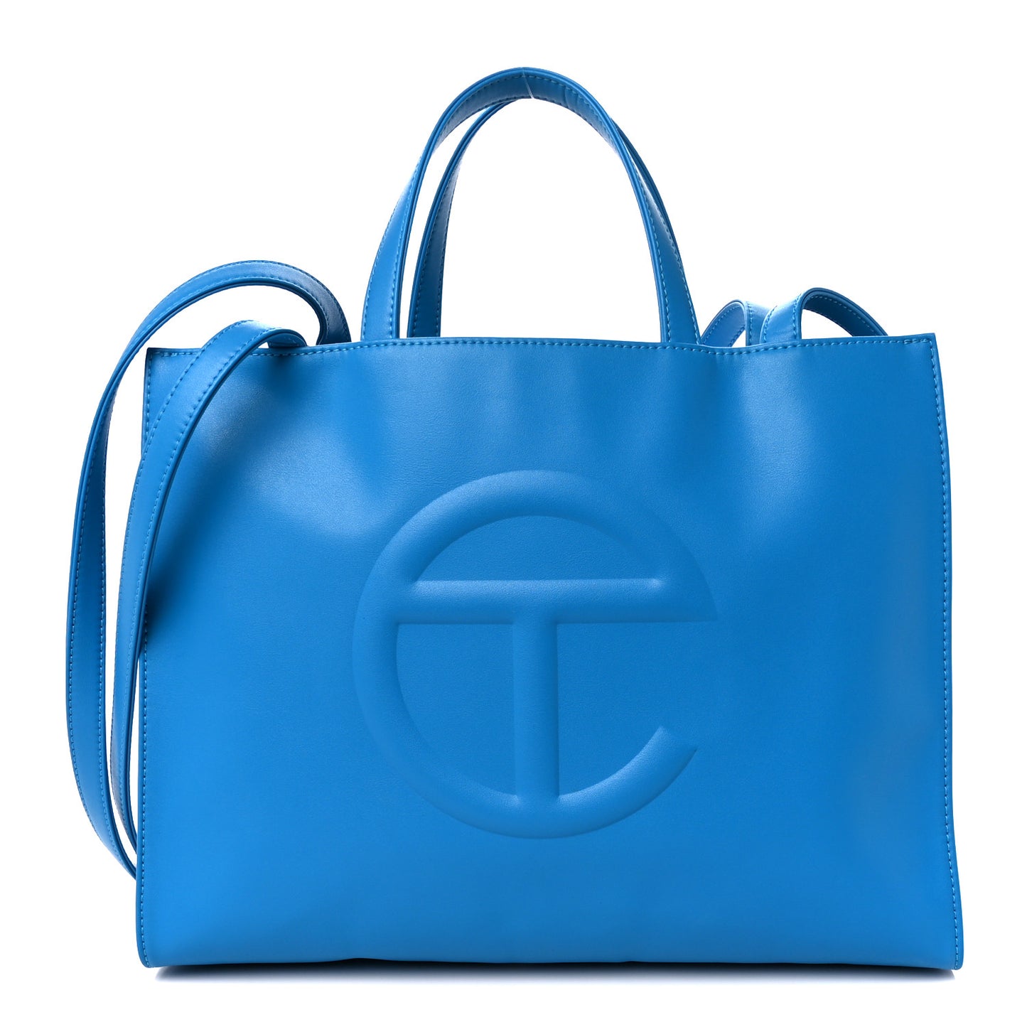 Vegan Leather Medium Shopping Bag Cyan