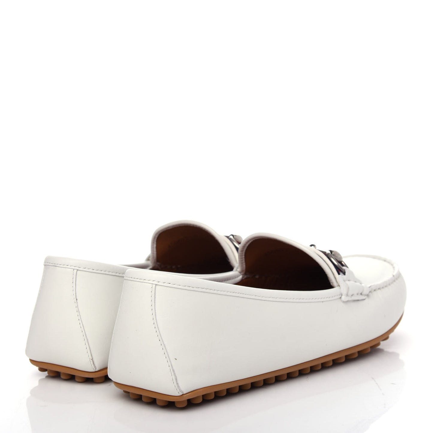 Miro Soft Calfskin Web Mens Horsebit Driver Loafers 9 White