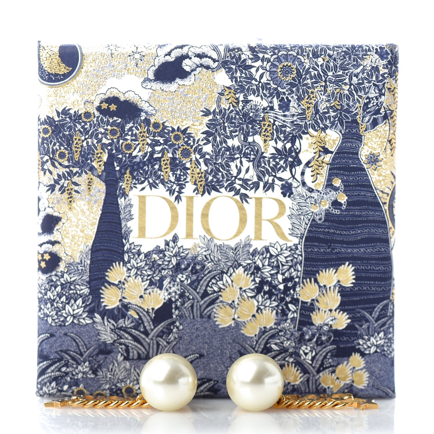 Christian Dior Pearl Tribales Dangle Chain Star Earrings Gold 7 of 7