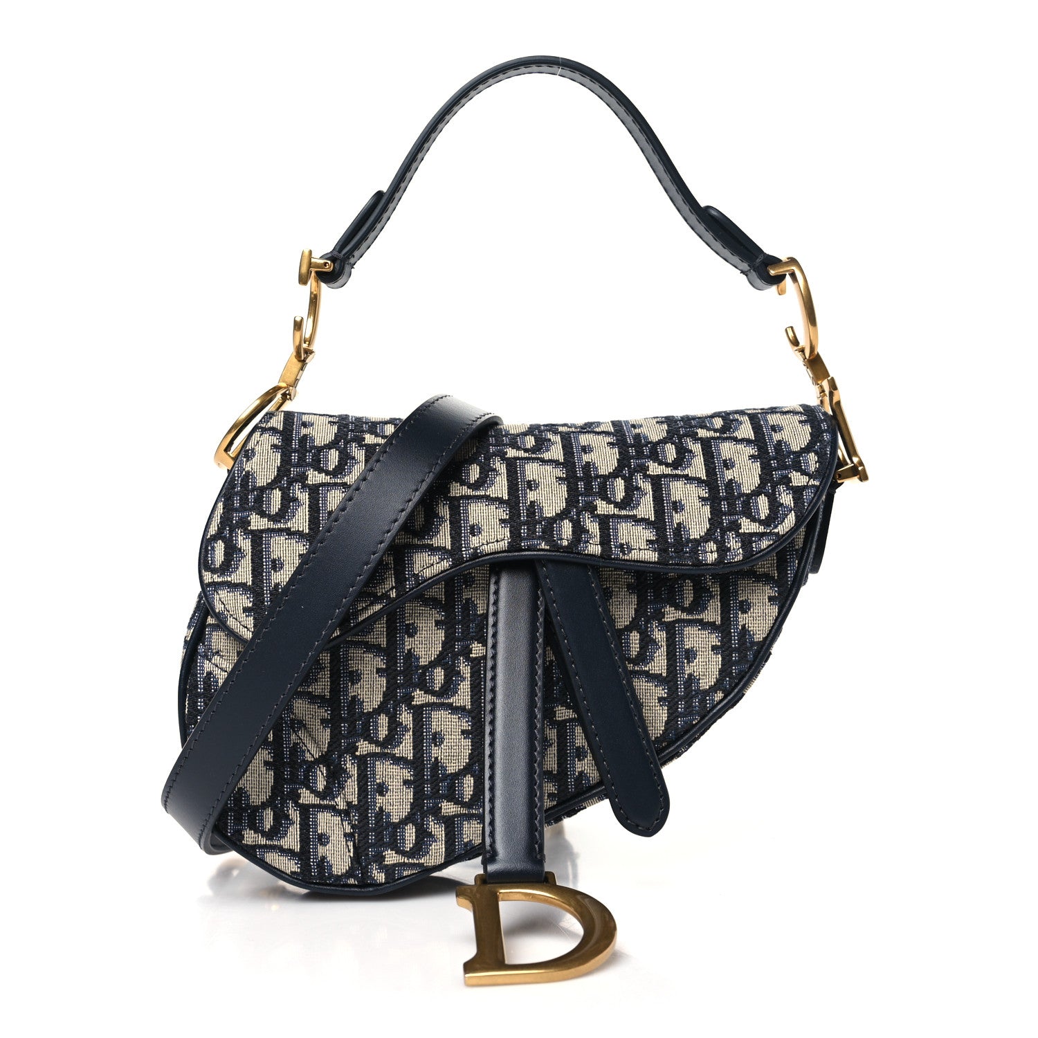 Christian Dior Oblique Mini Saddle Bag With Strap Blue 1 of 11