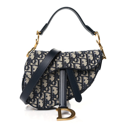 Christian Dior Oblique Mini Saddle Bag With Strap Blue 1 of 11