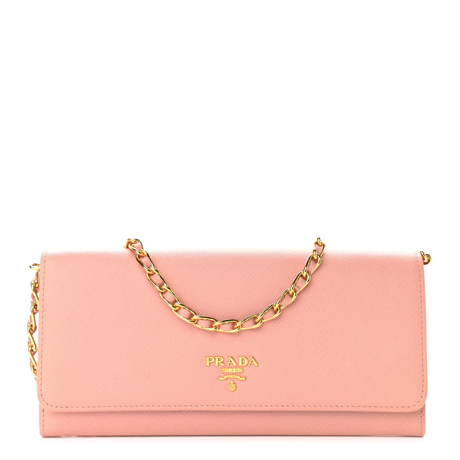 Prada Saffiano Metal Oro Chain Wallet Orchidea 1 of 10