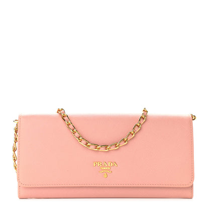 Prada Saffiano Metal Oro Chain Wallet Orchidea 1 of 10