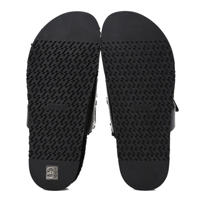 Hermes Calfskin Woolskin Mens Chypre Sandals 43 Black 5 of 8