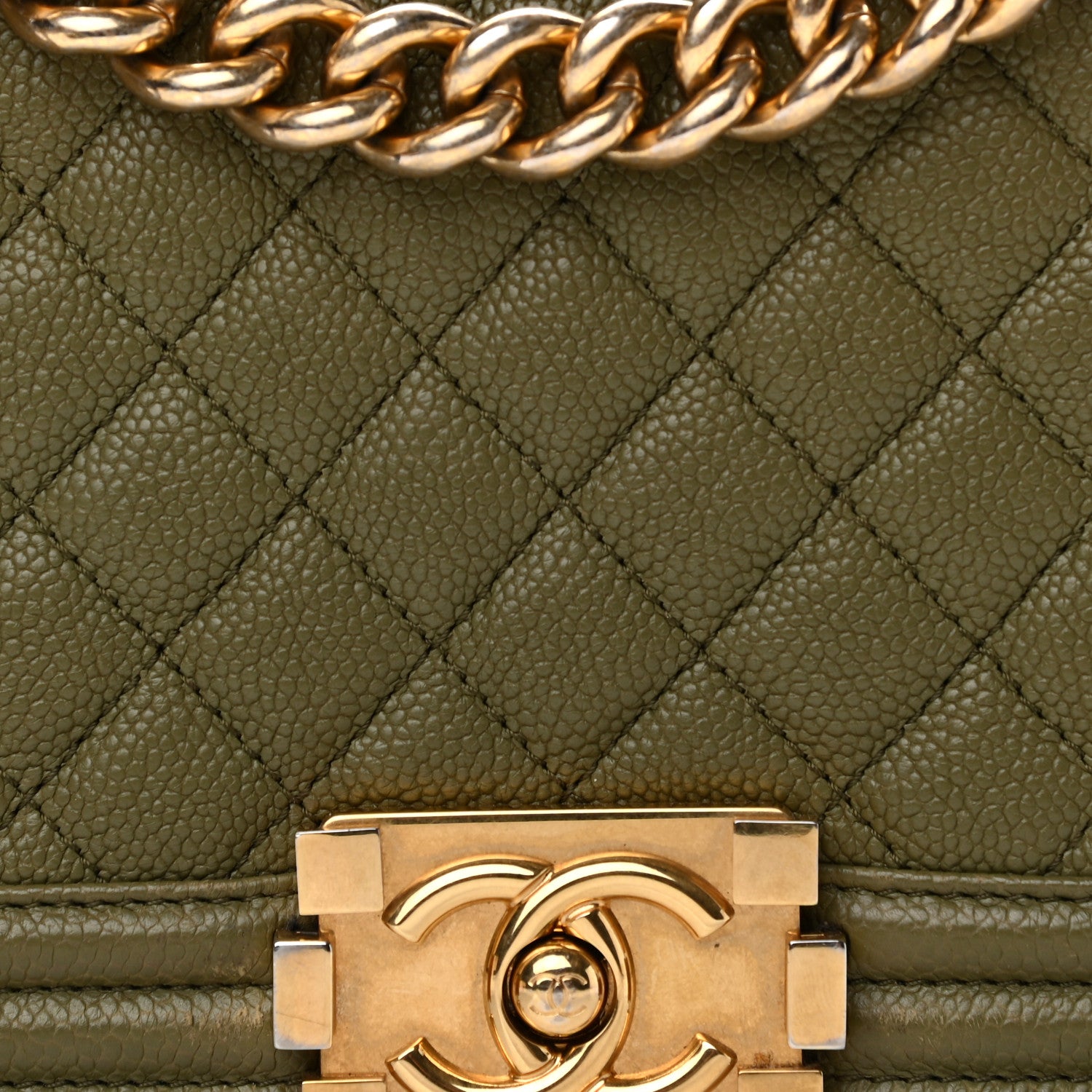 Chanel Caviar Quilted Medium Boy Flap Green 9 of 16
