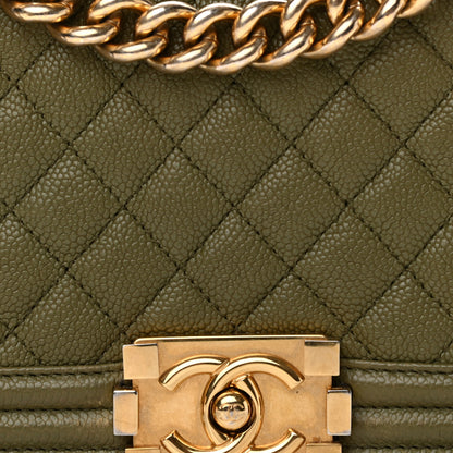 Chanel Caviar Quilted Medium Boy Flap Green 9 of 16