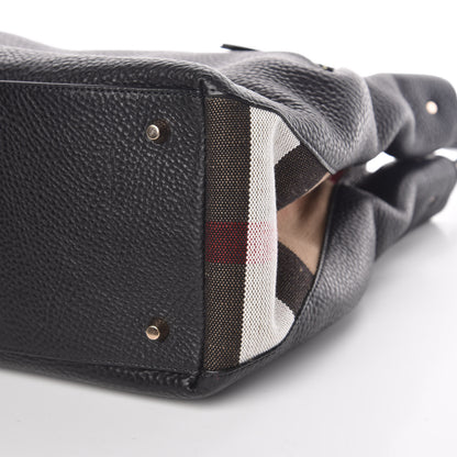 Burberry Grainy Calfskin House Check Medium Maidstone Black 9 of 9