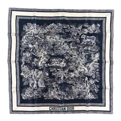 Christian Dior Silk Toile De Jouy Scarf Blue Marine 1 of 3