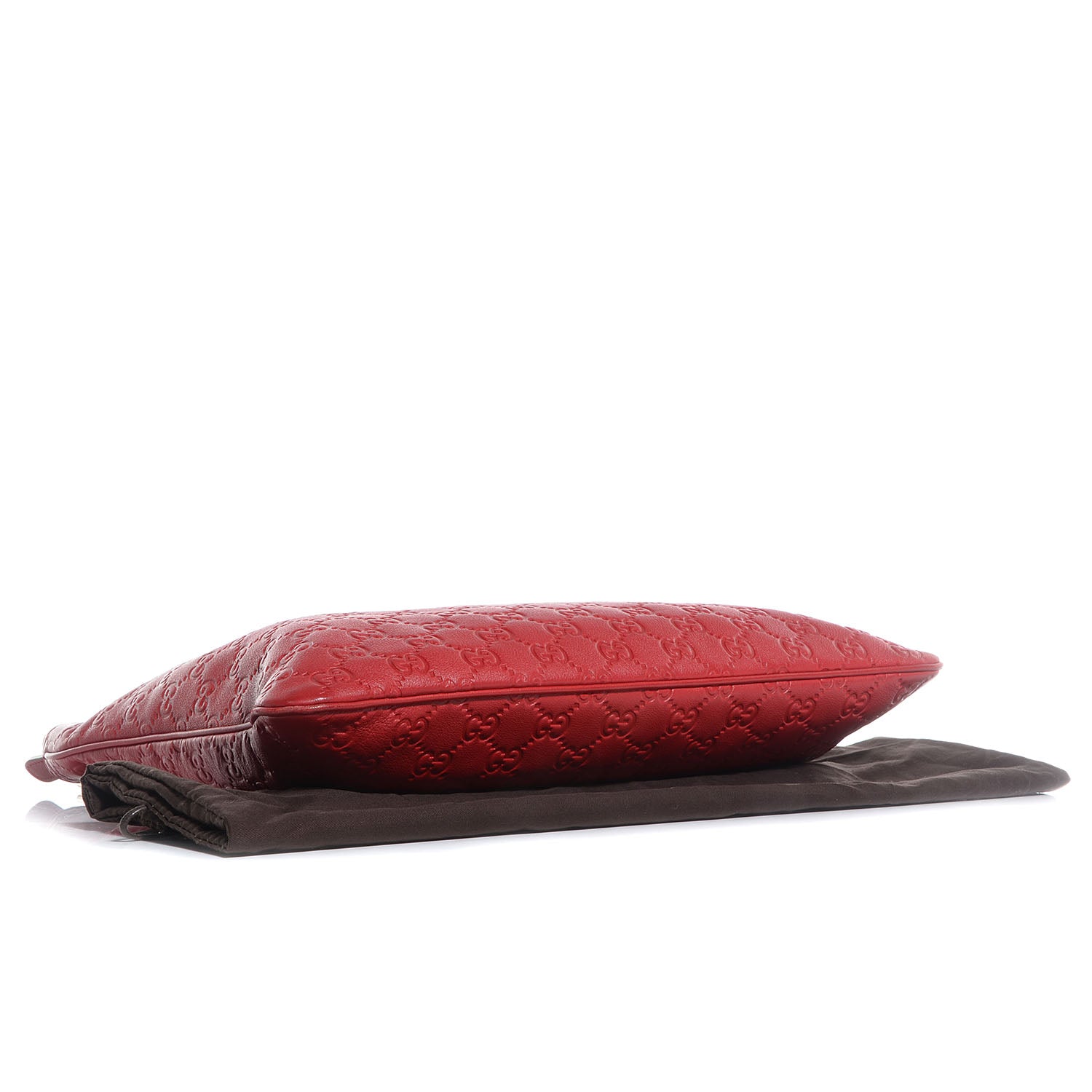 Gucci Guccissima Medium Flat Messenger Bag Red 4 of 7