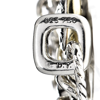 David Yurman Sterling Silver 18K Yellow Gold Cable Heart Charm Bracelet 4 of 5