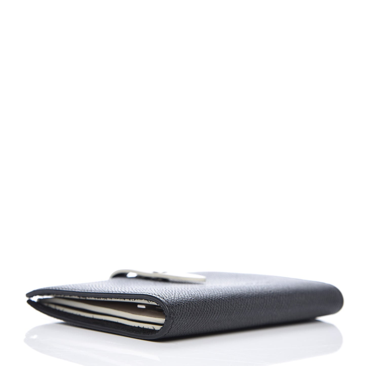 Grained Calfskin Medium Multifunction Strap Wallet Black Chalk