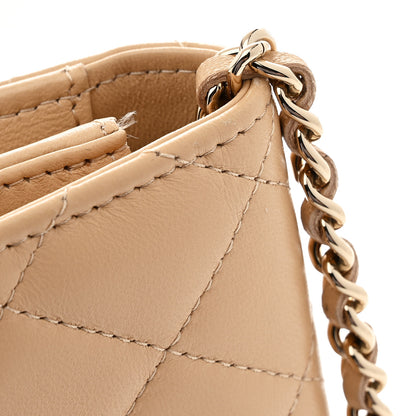 Chanel Lambskin Quilted Wallet On Chain WOC Beige Black 12 of 13