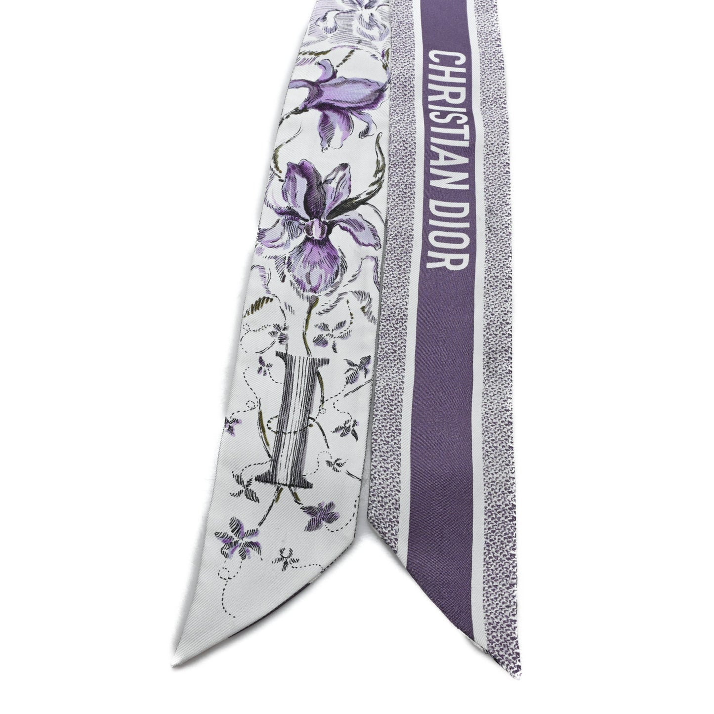Silk Mitzah Scarf White Purple