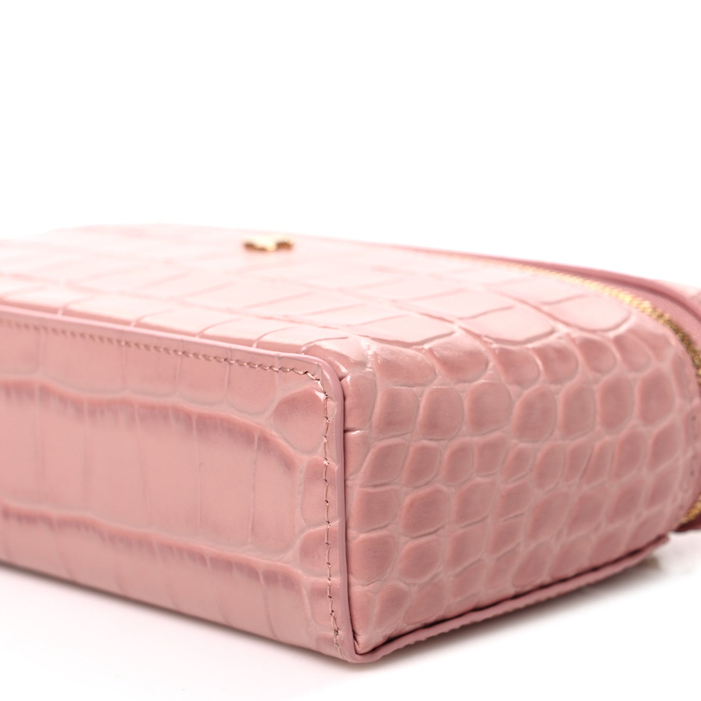 Calfskin Crocodile Embossed Crococo Exoticoco Vanity With Chain Light Pink