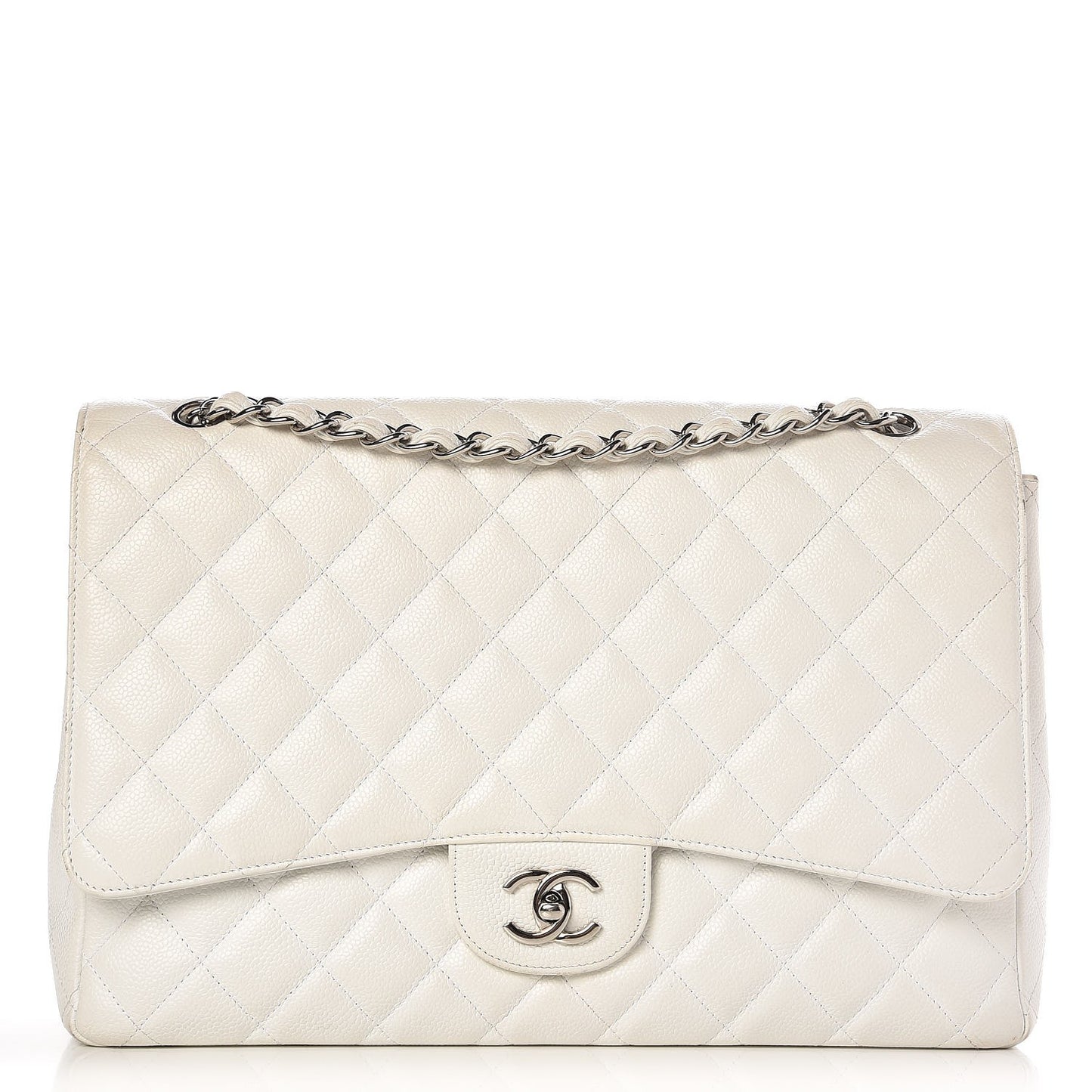 Caviar Quilted Maxi Single Flap White
