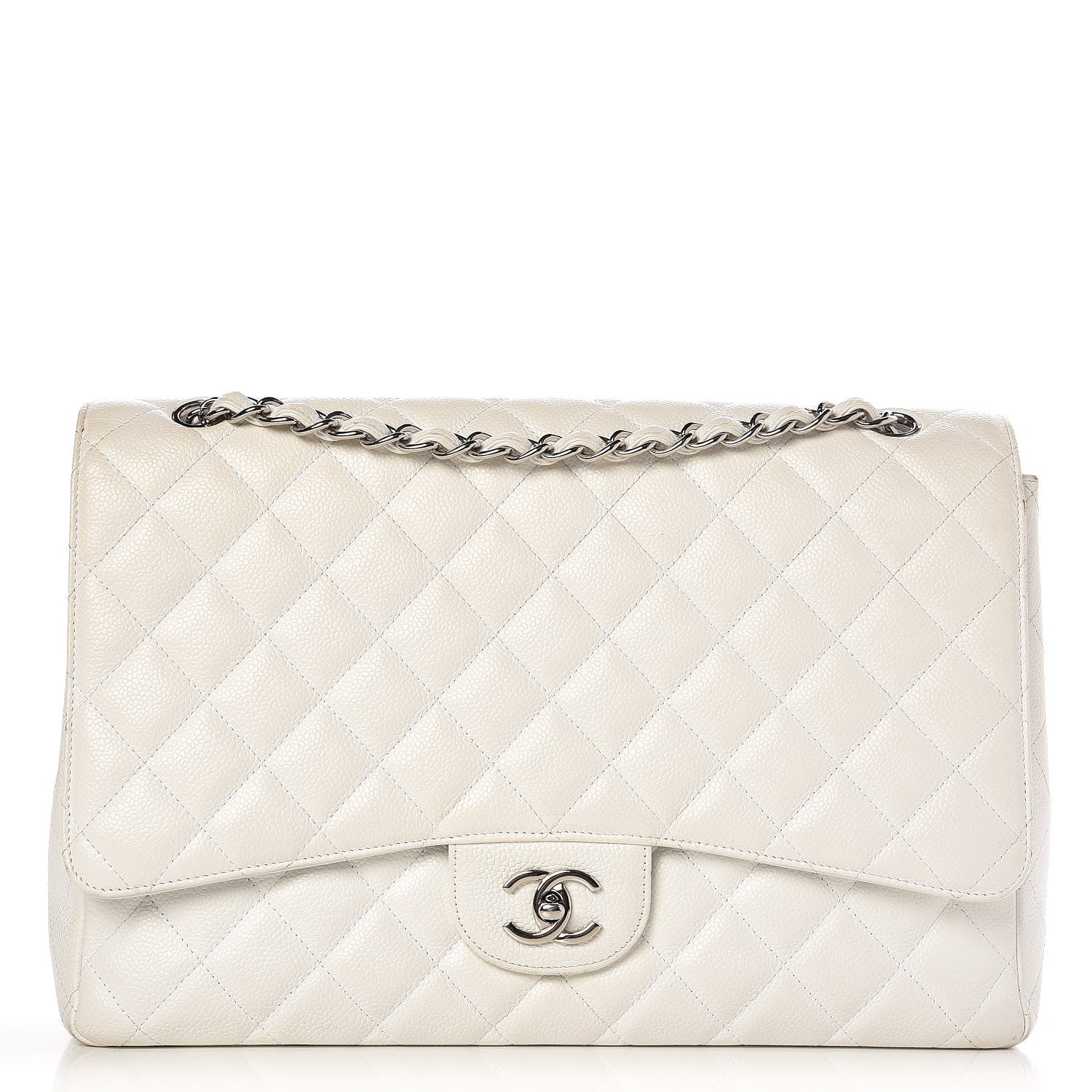 Chanel Caviar Quilted Maxi Single Flap White 1 of 16