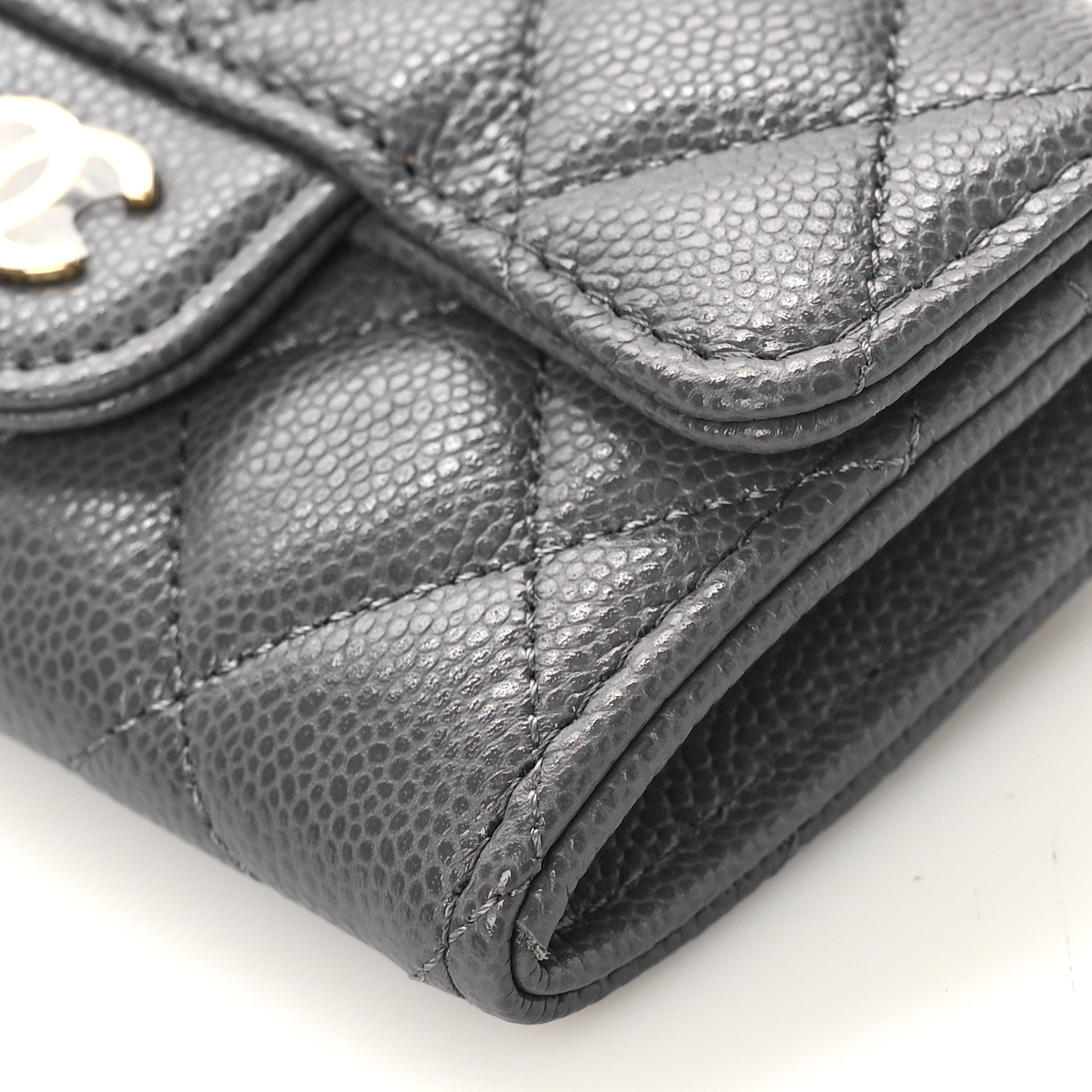 Chanel Caviar Quilted Flap Card Holder Wallet Dark Grey 9 of 10
