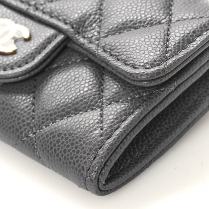 Chanel Caviar Quilted Flap Card Holder Wallet Dark Grey 9 of 10