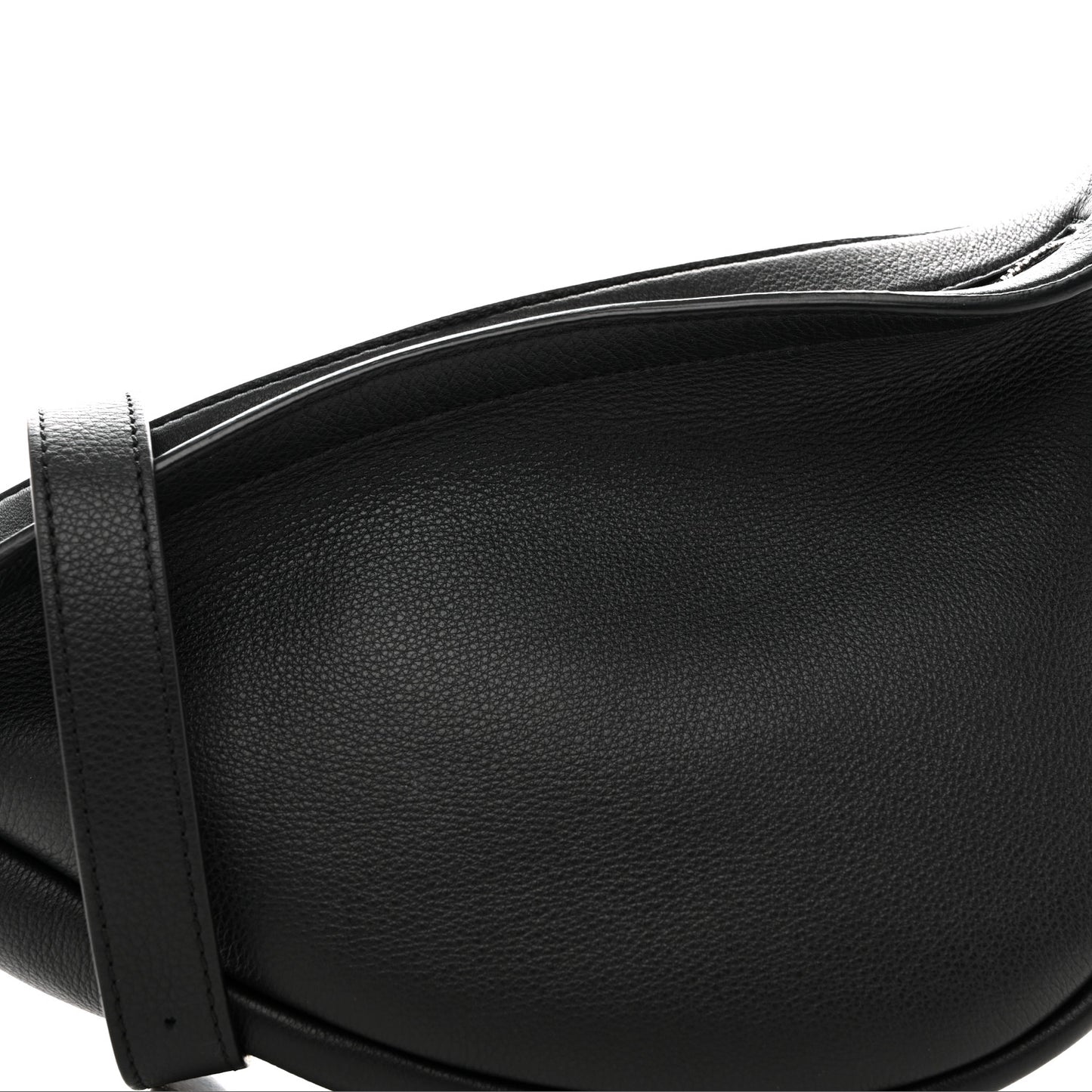 Grained Calfskin Small Slouchy Banana Bag Black