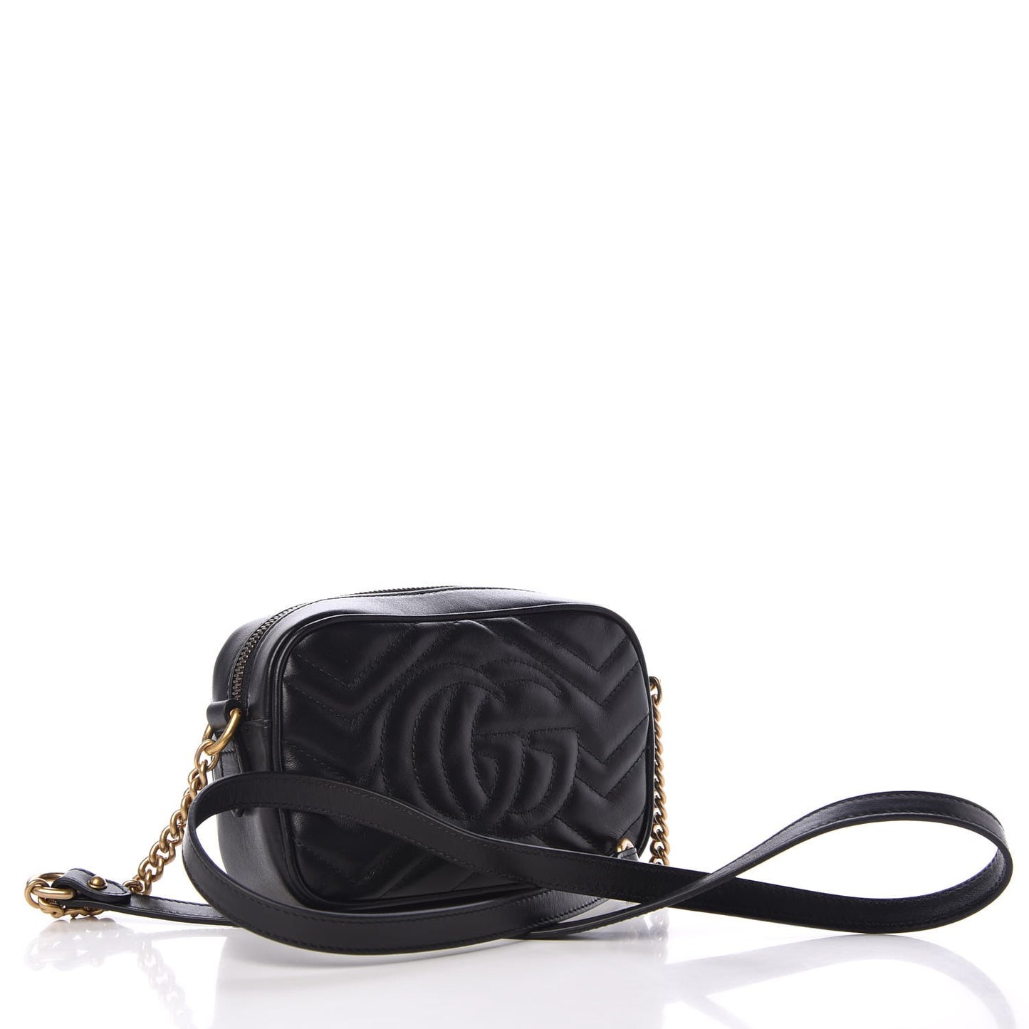 Calfskin Matelasse Mini GG Marmont Chain Shoulder Bag Black
