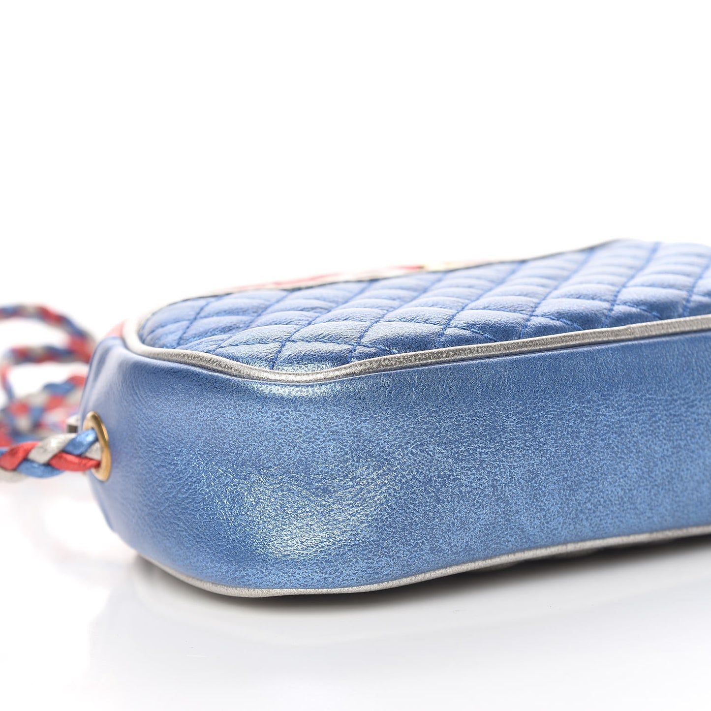 Laminated Nappa Trapuntata Mini Zumi Dome Shoulder Bag Rosso Marine Argento