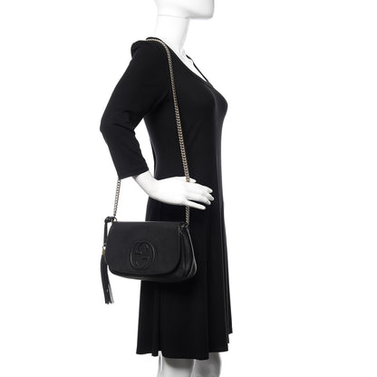 Gucci Pebbled Calfskin Medium Soho Flap Crossbody Black 2 of 10