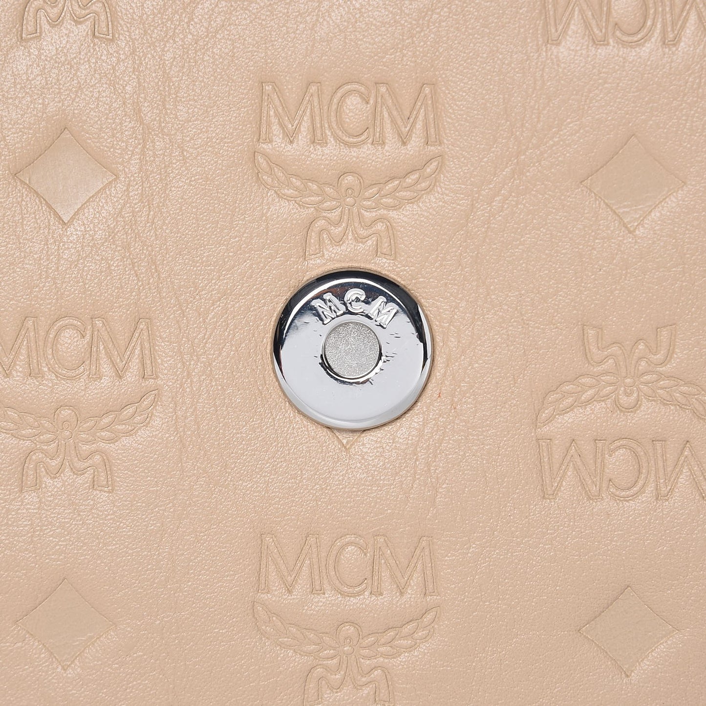 Calfskin Signature Monogram Small Crossbody Bag Beige