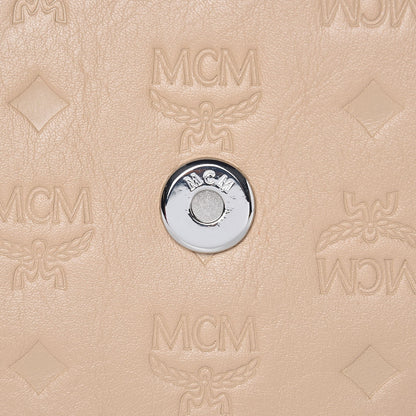 MCM Calfskin Signature Monogram Small Crossbody Bag Beige 12 of 14
