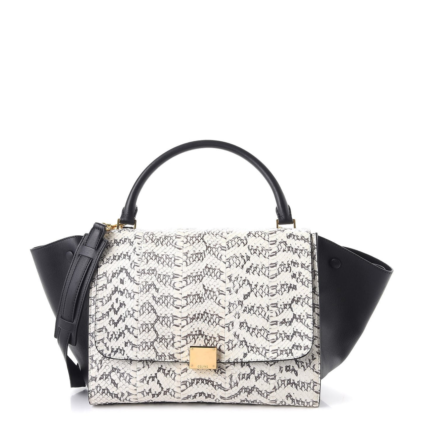 Whipsnake Calfskin Medium Trapeze Black White