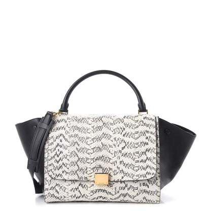 Celine Whipsnake Calfskin Medium Trapeze Black White 1 of 8