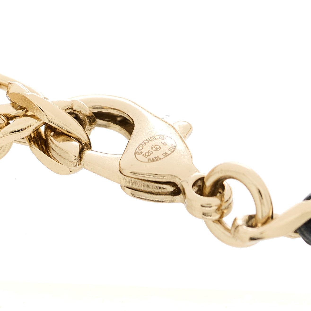 Metal Lambskin Crystal Sergeant Chanel Bracelet Gold