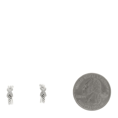 David Yurman Sterling Silver Diamond Petite Crossover X Earrings 2 of 4