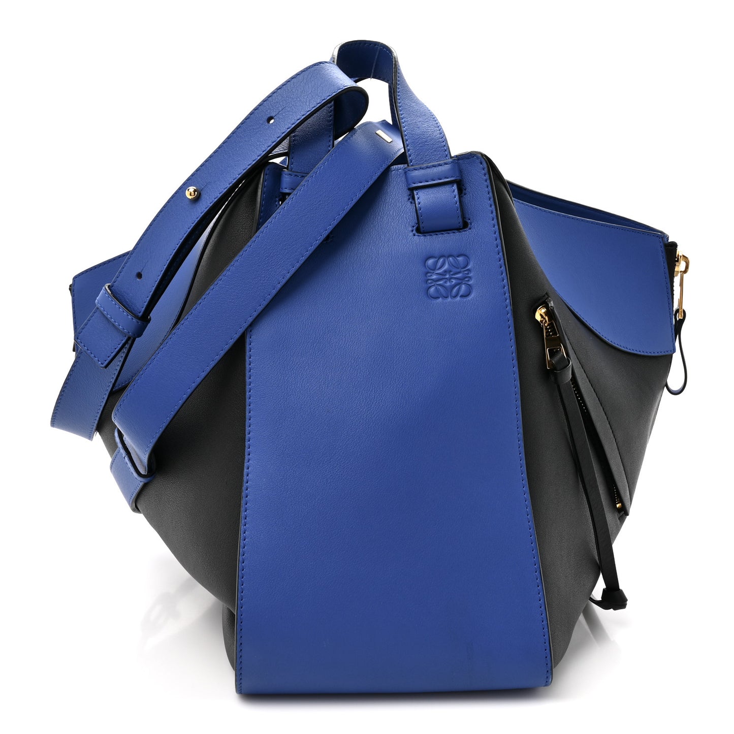 Calfskin Medium Hammock Shoulder Bag Electric Blue Black