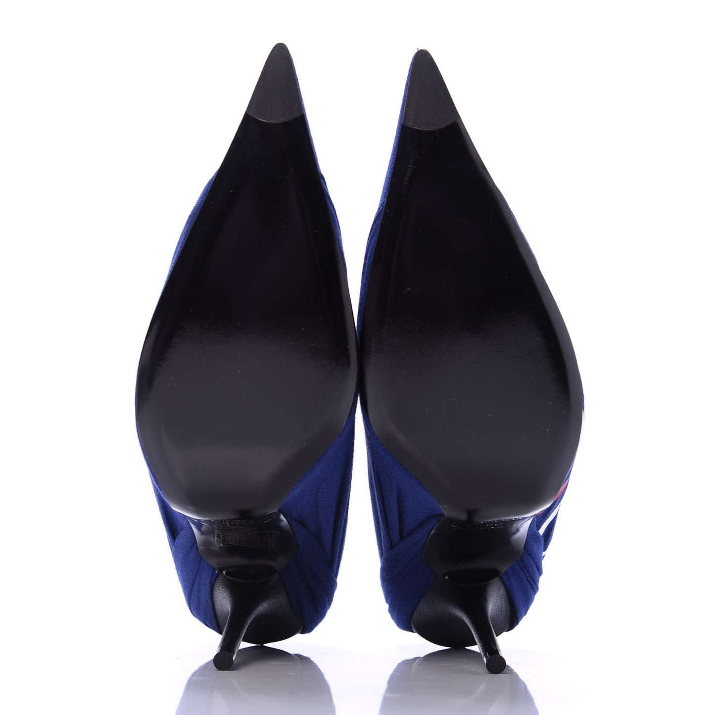 Jersey Crepe Political Campaign Logo Knife 115 Pointed Pumps 38 Pacifique White Rouge