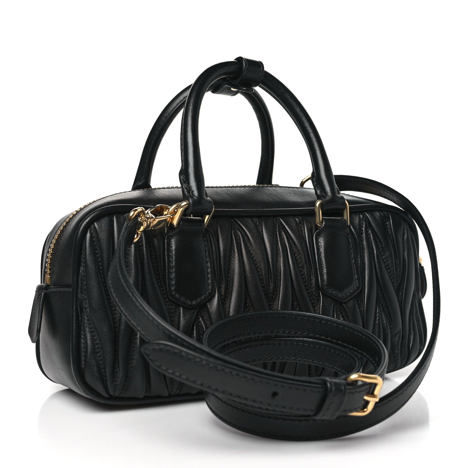 Miu Miu Nappa Matelasse Regular Arcadie Top Handle Bag Black 3 of 9